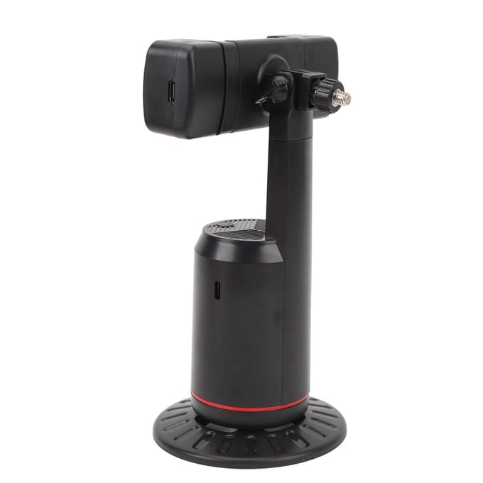 Auto Tracking Telefoonhouder 360 Graden Slimme Bewegende Telefoonstandaard met Afstandsbediening 2 Invullicht voor Live black