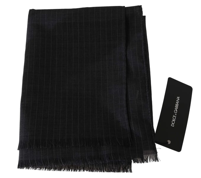 Dolce & Gabbana Men's Grijs 100% Wol Gestreept patroon Wrap Sjaal