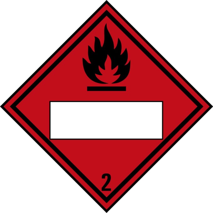 Beschrijfbare ADR klasse 2.1 sticker brandbare gassen 100 x 100 mm