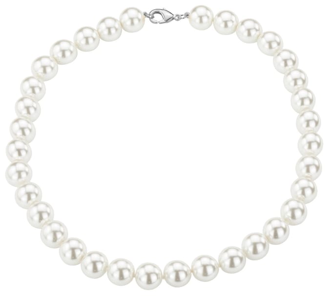 Traveller Parelcollier - Parelketting dames - Wit - 12 mm - 45 cm - Zilverkleurig - 740245