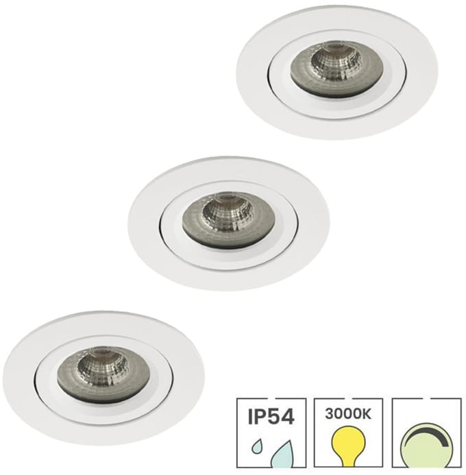 Lybardo - Lage Inbouwspots - 3-pack - 5W - Dimbaar - Waterdicht - Spotjes Inbouw