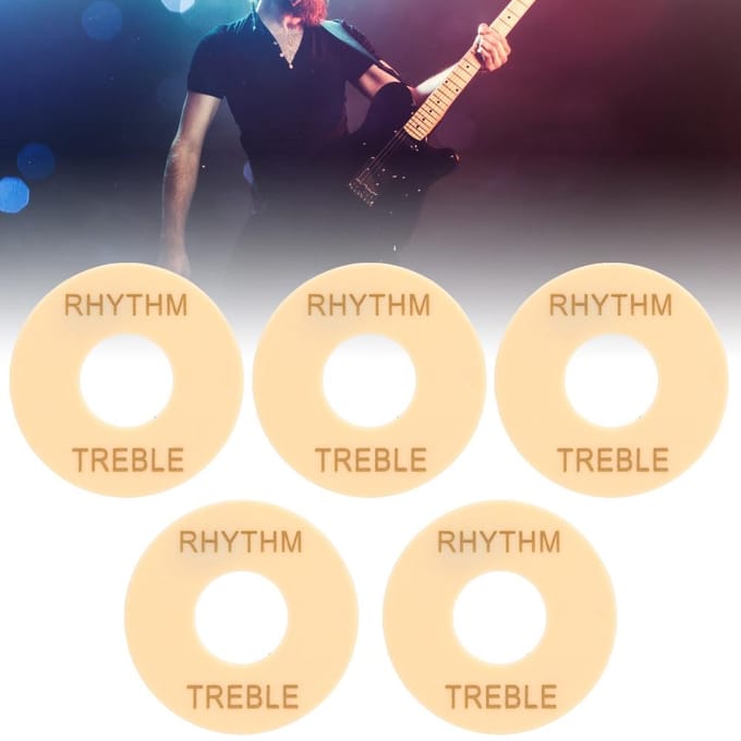 5 Stuks Elektrische Gitaar Schakelaar Ring Plastic Muziekinstrument Accessoires 44mm Diameter GN603 Goud white