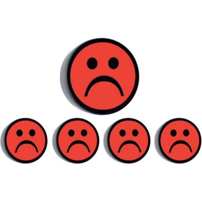 Magneet smiley 35mm rood 5 stuks