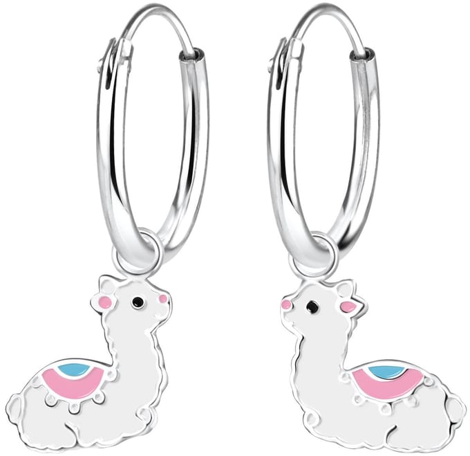 Joy|S - Zilveren Alpaca lama bedel oorbellen - oorringen - sterling zilver 925 - kinderoorbellen