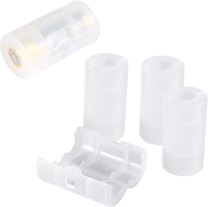 Custom C Battery Adapters Holder Switcher Converter Cases Box White 4 Pieces - AA battery conversion .