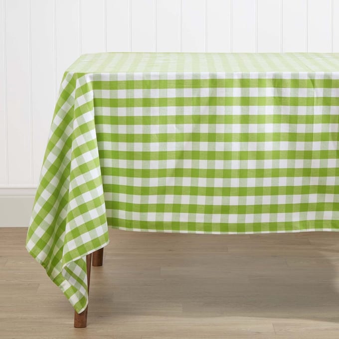 Homescapes Groen geruit tafelkleed van 100% katoen, 138 x 138 cm