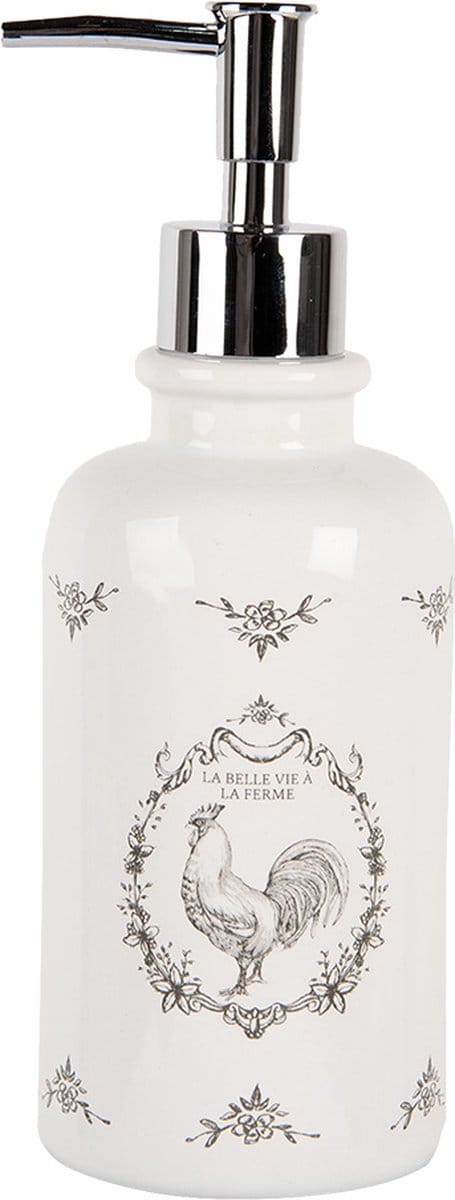 Clayre & Eef Zeepdispenser 350 ml Wit Keramiek Haan