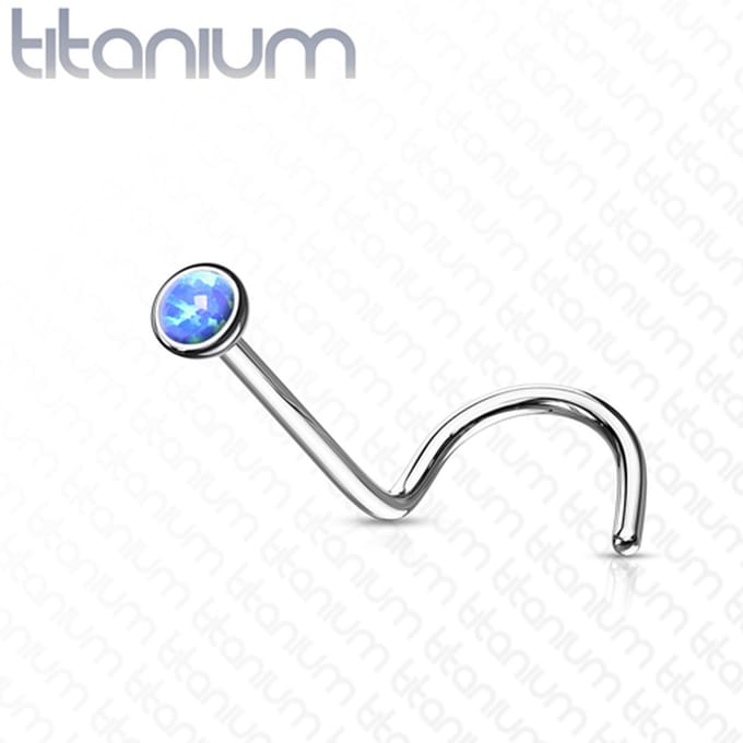 Neuspiercing titanium U-bocht opal 0.8x6x3 - blauw - LMPiercings