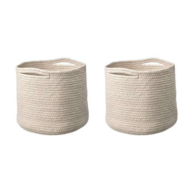 2x TJABBIG Mand Natuurlijk Katoen 25x23 cm Opbergmand