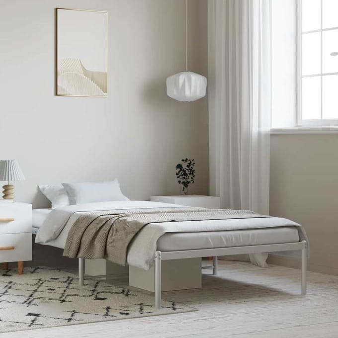 vidaXL - Bedframe - metaal - wit - 100x190 - cm