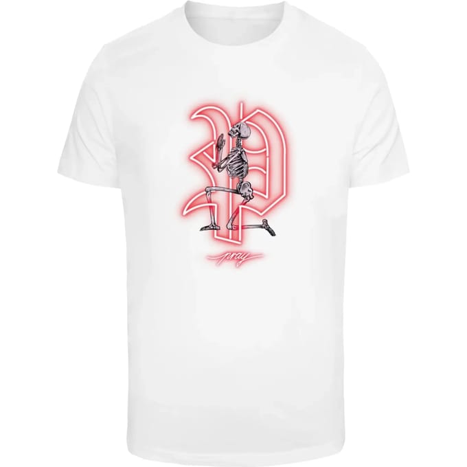 Mister Tee - Pray Neon Skull Heren Tshirt - M - Wit