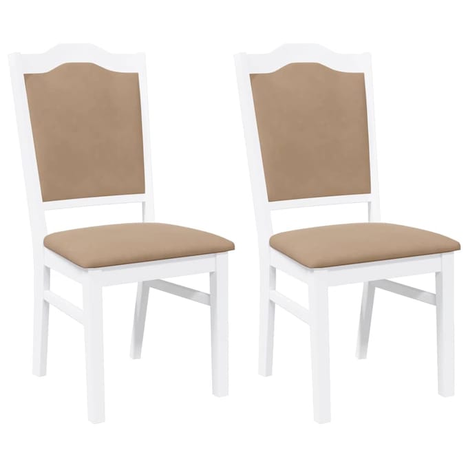 vidaXL - Eetkamerstoelen - met - kussens - 2 - stuks - wit - massief - hout - rubber