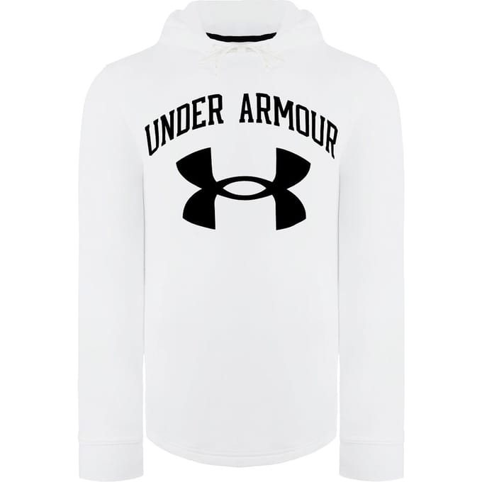 Under Armour Rival Terry Groot Logo Heren Witte Hoodie