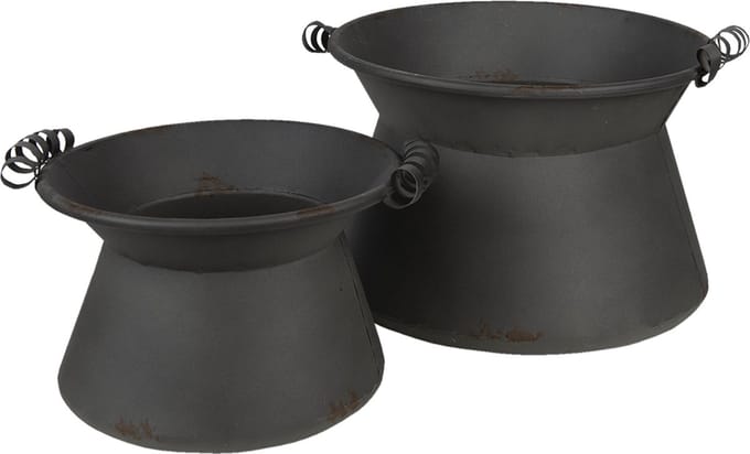 Clayre & Eef Bloempot Set van 2 Ø 28 Ø 22 cm Grijs IJzer