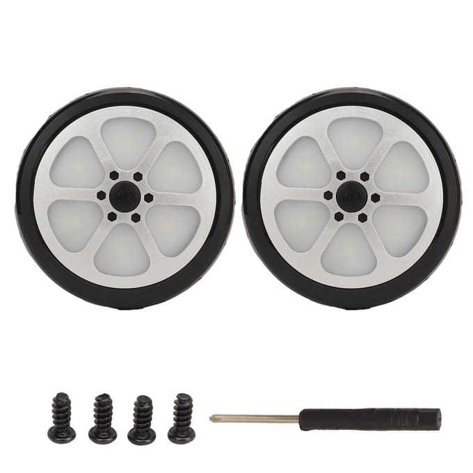 2 Pièces Lumières de Sécurité pour Poussette Forme de Roue 3 Modes d'Éclairage Alimentées par Pile AA Lumières LED pour Vélo avec gray