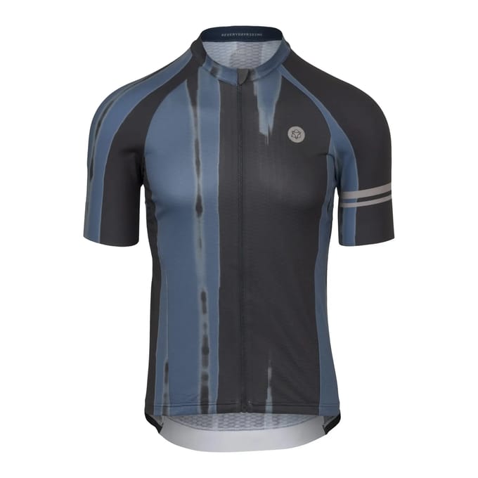 AGU Vertical Paint Performance - Fietsshirt Heren - Wielrenshirt - Blauw - M - Sneldrogend - Laser afgewerkte mouwen - YKK rits - Siliconen gripper