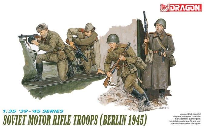 Dragon Modelbouwpakket Militaire voertuigen - 6019 Sovjet WWII Gemotoriseerde Schutterseenheden - Berlijn 1945 - 4 Figuren Plastic - 1:35 - Modelbouw