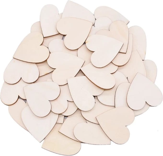 Go Go Gadget - 50 Houten Hartjes - Perfect voor je Drop Top Gastenboek!