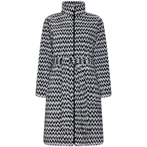 Pastunette Premium Badjas - Monochroom - Zwart / Wit - Fleece - Rits - Maat S
