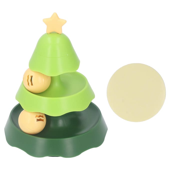 Jouets Piste à Balles pour Chaton Réduisent l'Ennui Amusant Interactif Multicouche Forme Arbre de Noël Teaser pour Chat vert