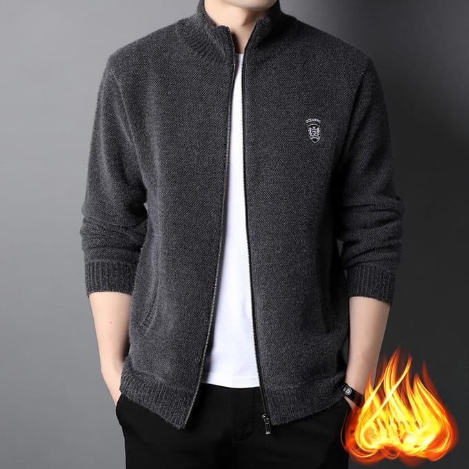 Herfst en Winter Nieuwe Truien met Rits voor Heren, Jeugdmode, Warme Truien, Trendy Cardigan Jassen voor Heren 3XL black