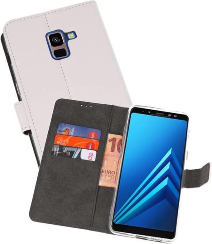 Booktype Telefoonhoesjes - Bookcase Hoesje - Wallet Case - Geschikt voor Galaxy A8 Plus 2018 - Wit