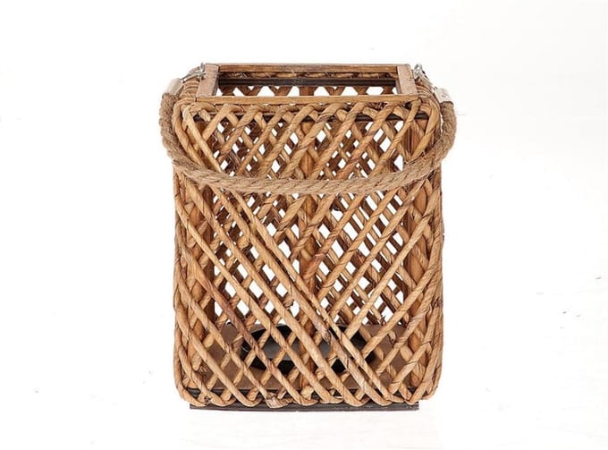 Lantaarn met glas 20x20x25cm bruin