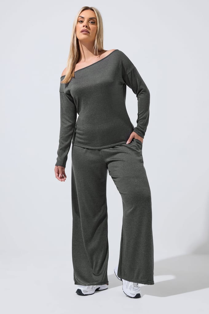 Limited Collection Antracietgrijze Offshoulder Top Size 48