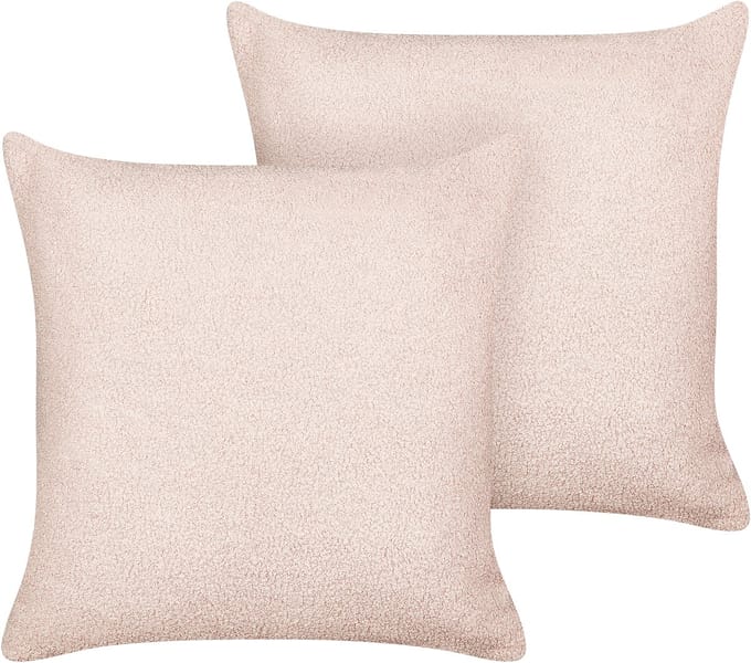 LEUZEA - Sierkussen set van 2 - Pastelroze - 45 x 45 cm - Bouclé