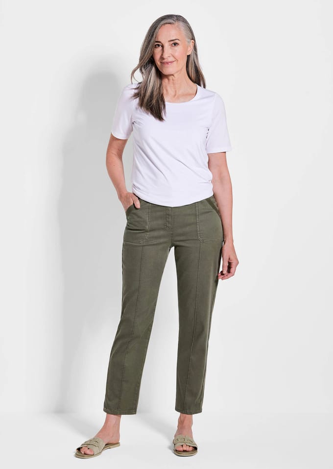 Cargobroek SARA met biesjes - kaki - Gr. 26 van Goldner Fashion