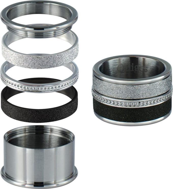 Quiges Stapelring Ring - Basisring  - Dames - RVS zwart - Maat 17 - Hoogte 10mm