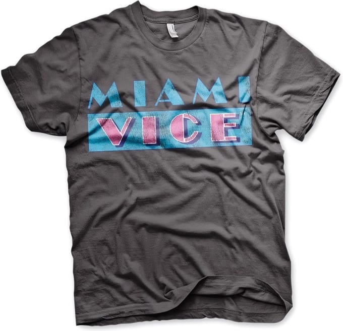 Miami Vice T-shirt met verweerd logo, donkergrijs