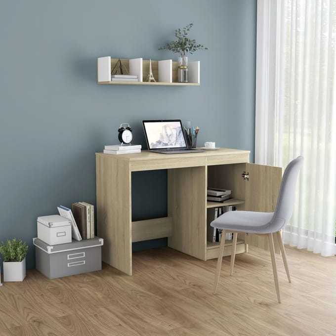 vidaXL - Bureau - 100x50x76 - cm - bewerkt - hout - sonoma - eikenkleurig