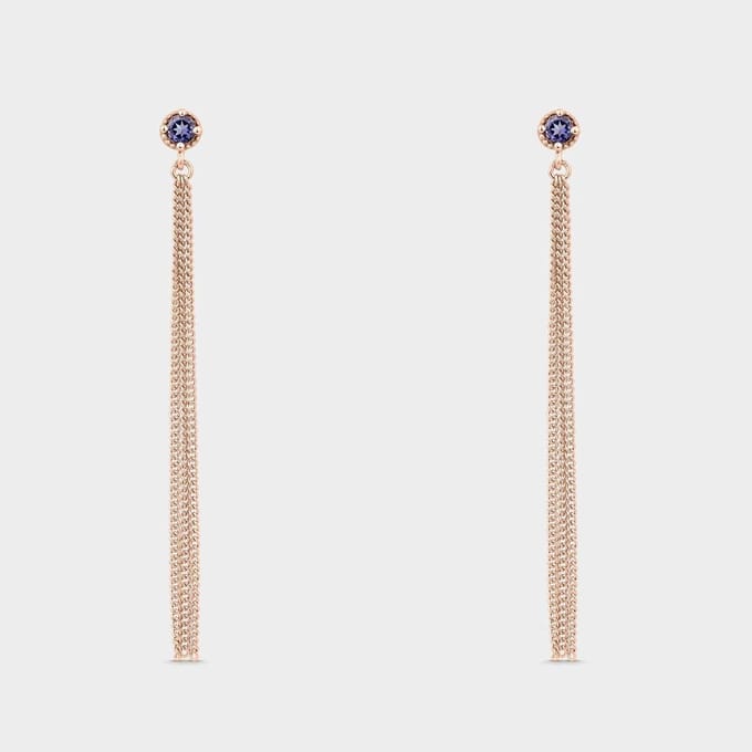 Agni oorbellen – Roséverguld zilver met ioliet (halfedelsteen)