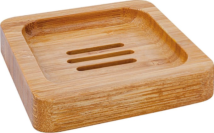 Croll & Denecke Zeepbakje – Zeephouder – Strak design – Bruin – Vierkant – 10 x 10 cm - Bamboe