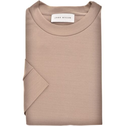 John Miller T-Shirt Round Neck Casual Fit Solid Color Jersey Midden Bruin / male