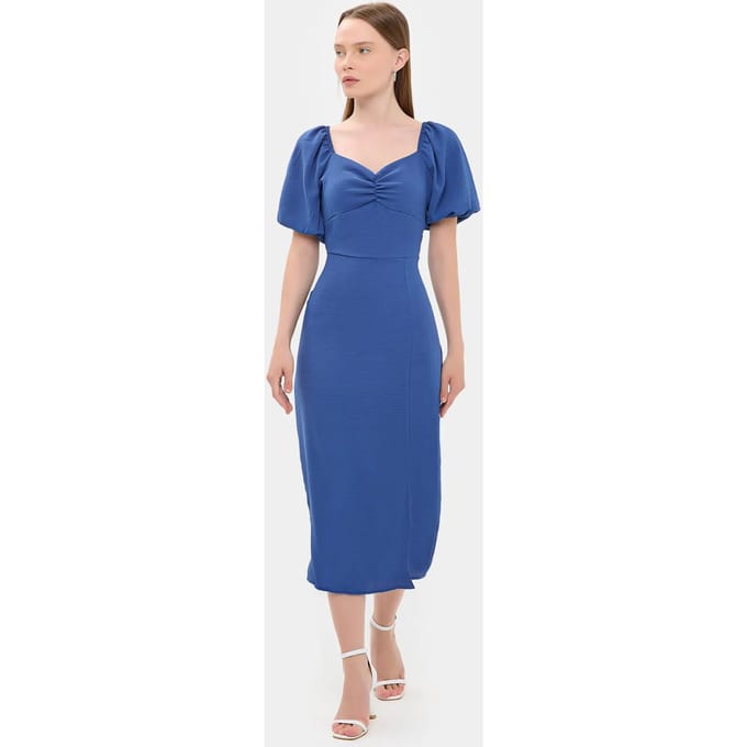 Sweetheart Hals Midi Jurk met een Zijsplit