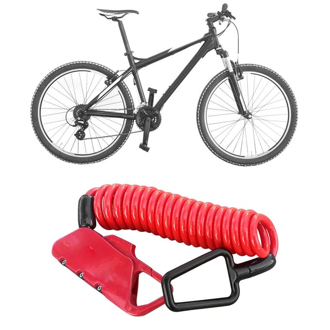 K2N Helm Kabel Lock Bagage Fiets Wachtwoord Anti Diefstal Lock Telescopisch Kabel Lock Veranderbaar red