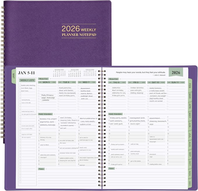 Planner - Afsprakenboek - Planning maken - Ruim opgedeeld - A4 formaat - Paars