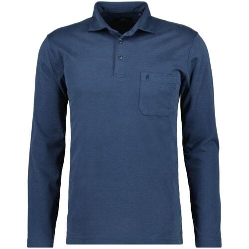 Ragman Polo Soft Knit Long Sleeve Chest Pocket Azure / male