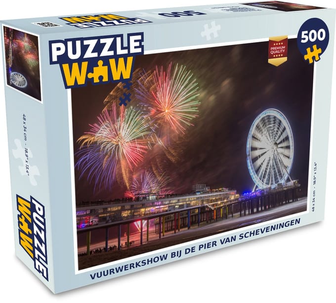 Puzzel Vuurwerkshow bij de Pier van Scheveningen - Legpuzzel - Puzzel 500 stukjes
