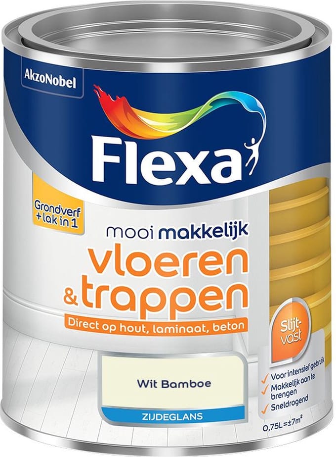 Flexa - Mooi Makkelijk Vloeren & Trappen Zijdeglans - Wit Bamboe - Mengverf - 750 Ml