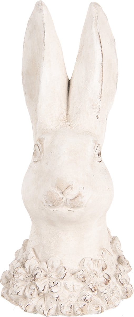 Clayre & Eef Decoratie Beeld Konijn 24 cm Beige Steen