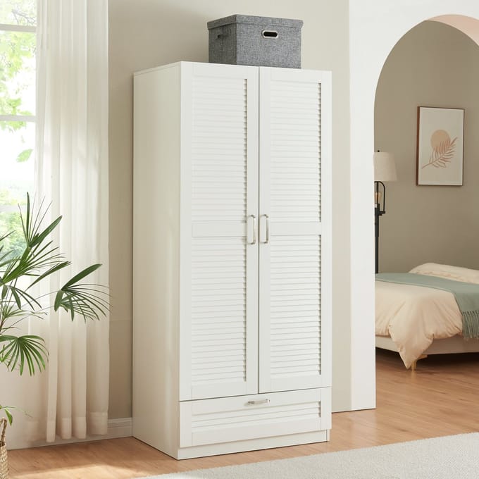 Kledingkast Finning 176x80x52 cm met 1 lade wit [en.casa]