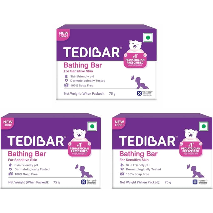 Curatio Tedibar Zeep, 75 g - Pak van 3 pink