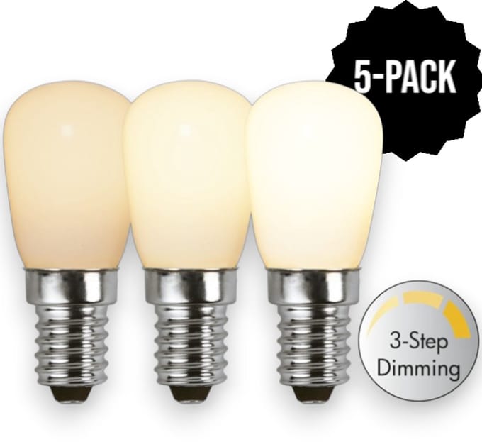 5-Pack | 3 standen - Mini Lampje - E14 - 2W - Extra Warm Wit - 2700K - Opaal