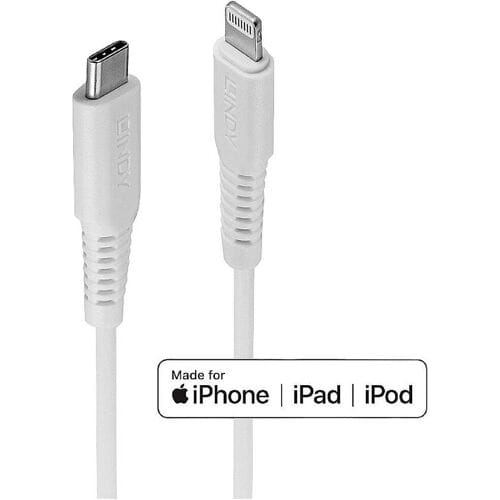 LINDY 31316 USB-kabel USB 2.0 Apple Lightning stekker, USB-C stekker 1.00 m Wit Afgeschermd