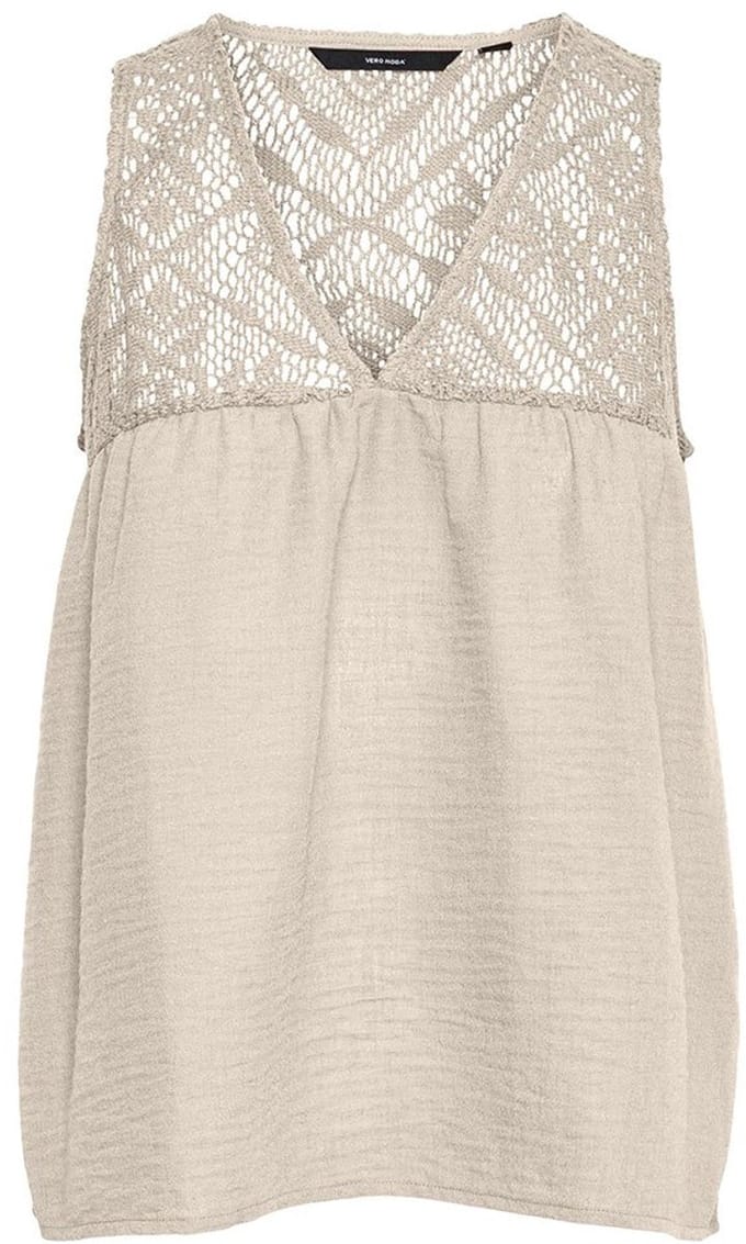 Vero Moda Chris Mouwloze Blouse Beige L Vrouw