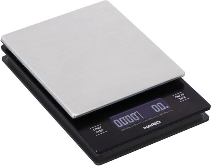 Hario (koffie) Weegschaal - Zwart - Metaal - Timer - USB (made in Japan)