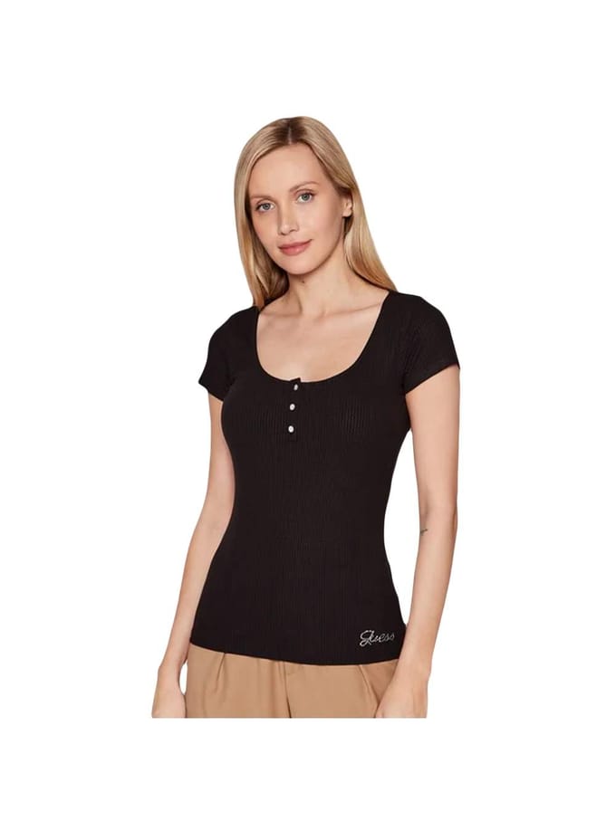GUESS Ss Karlee Jewel Btn Jet Black A996 Größe: S | Hemden Outlet | Damen | Schwarz